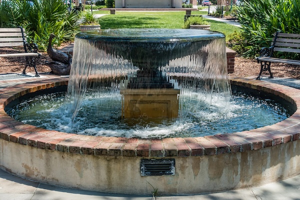 dirty outdoor fountain in public area